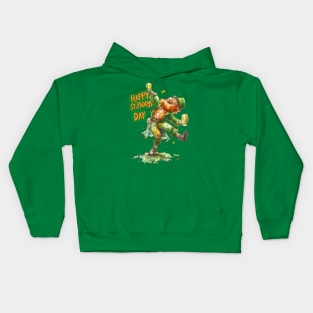 Happy St. Paddys Day Leprechaun For Leaf Clover shamrocks Green Beer St Patrick's Day Kids Hoodie